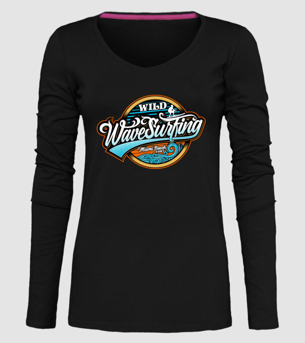 WaveSurfing model negru pe tricou