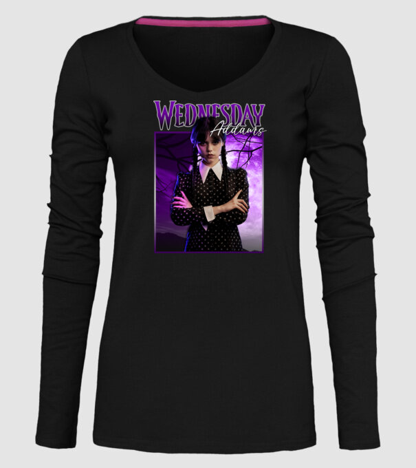 Wednesday Addams model negru pe tricou