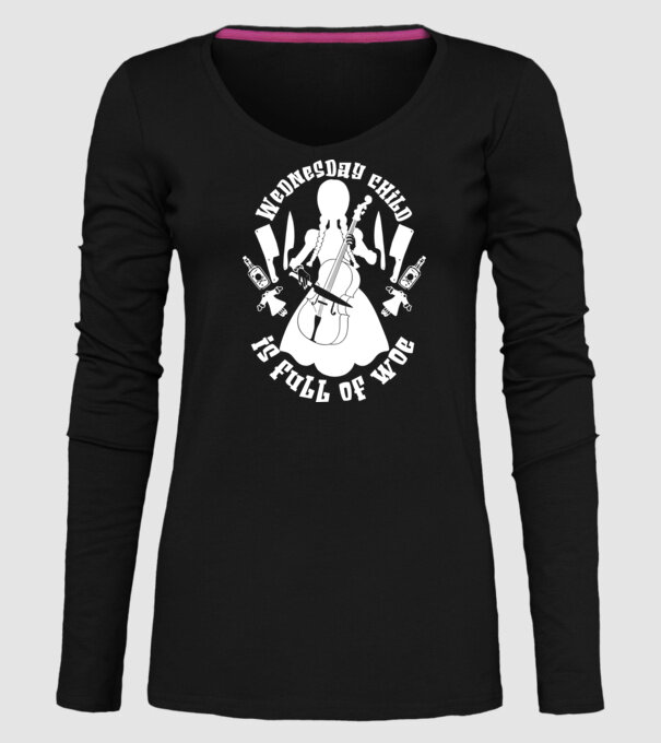 Wednesday child is full of woe model negru pe tricou