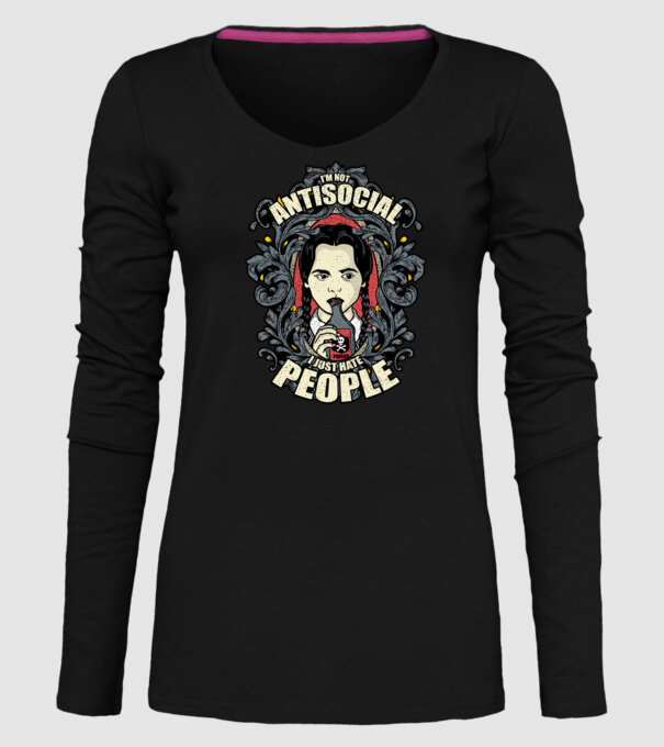 WEDNESDAY - Just hate people model negru pe tricou