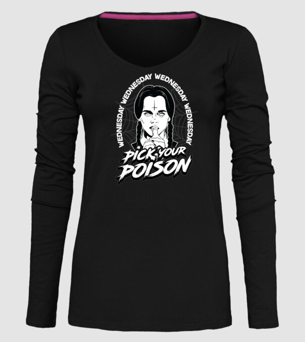 WEDNESDAY Pick your poison model negru pe tricou