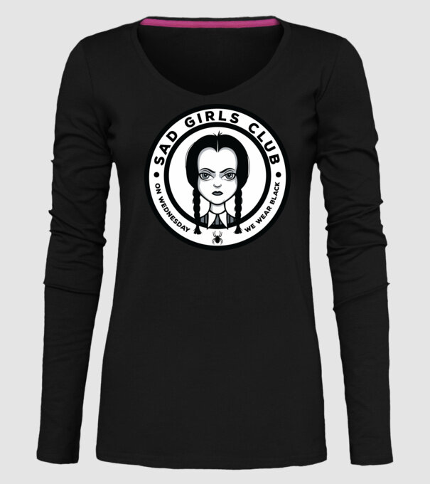 WEDNESDAY Sad Girls Club model negru pe tricou