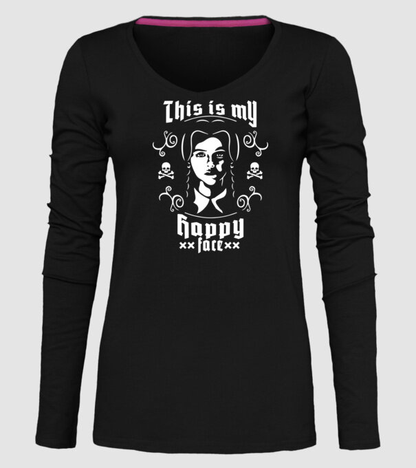 WEDNESDAY This is my happy face model negru pe tricou
