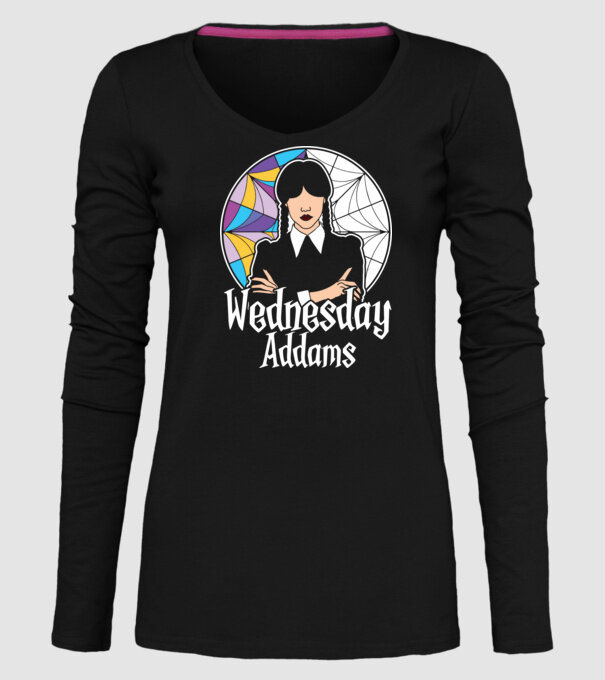 Wednesday Window colorful model negru pe tricou