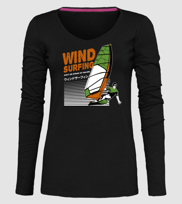 Wind Surf model negru pe tricou