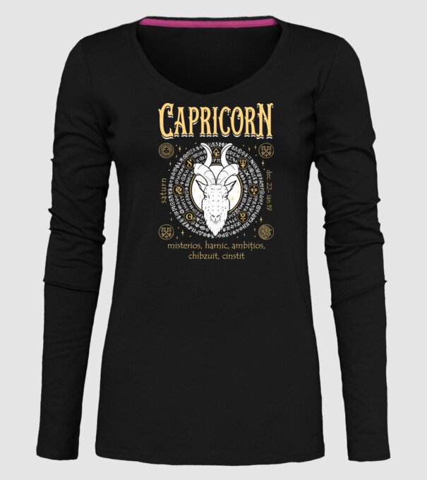 Zodiac bărbat CAPRICORN golden model negru pe tricou