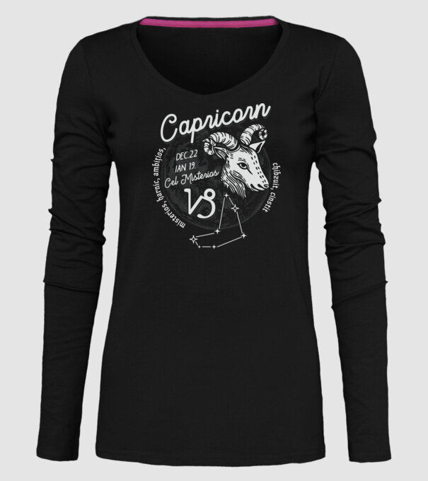 Zodiac bărbat CAPRICORN retro model negru pe tricou