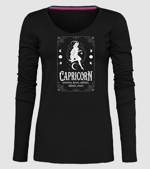 Zodiac bărbat CAPRICORN white model negru pe tricou