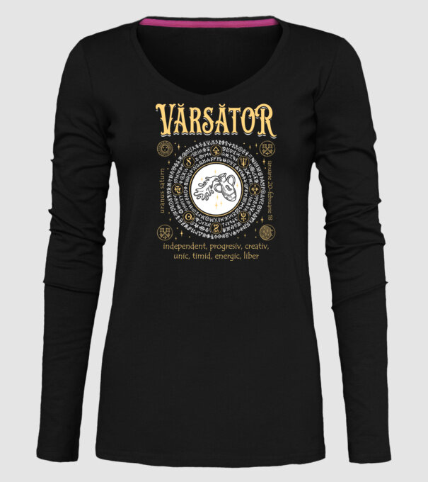 Zodiac bărbat VĂRSĂTOR golden model negru pe tricou