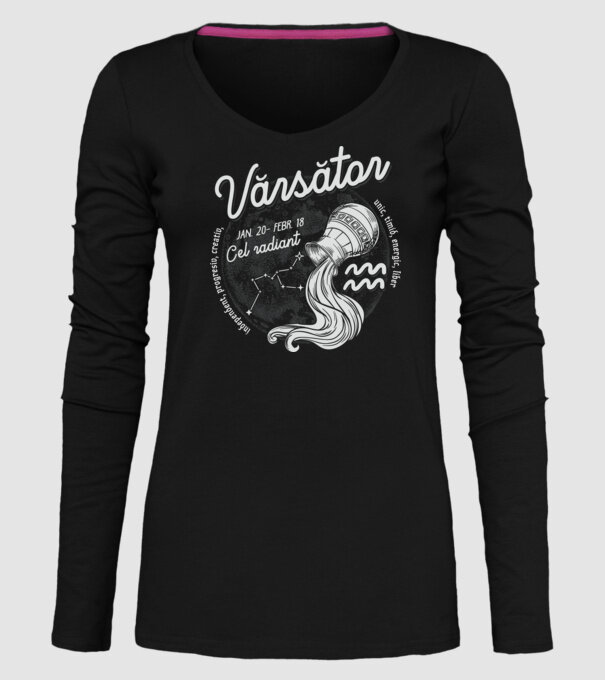 Zodiac bărbat VĂRSĂTOR retro model negru pe tricou