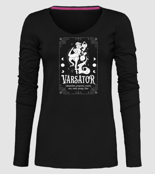 Zodiac bărbat VĂRSĂTOR white model negru pe tricou