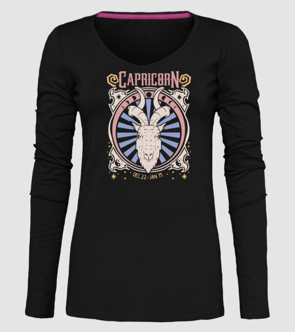 Zodiac Vintage CAPRICORN model negru pe tricou