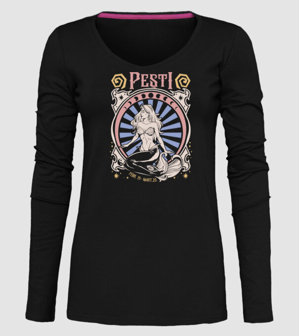 Zodiac Vintage PEȘTI model negru pe tricou