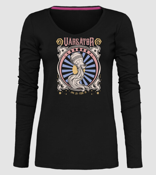 Zodiac Vintage VĂRSĂTOR model negru pe tricou