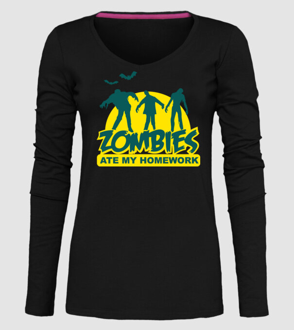 Zombies ate my homework model negru pe tricou