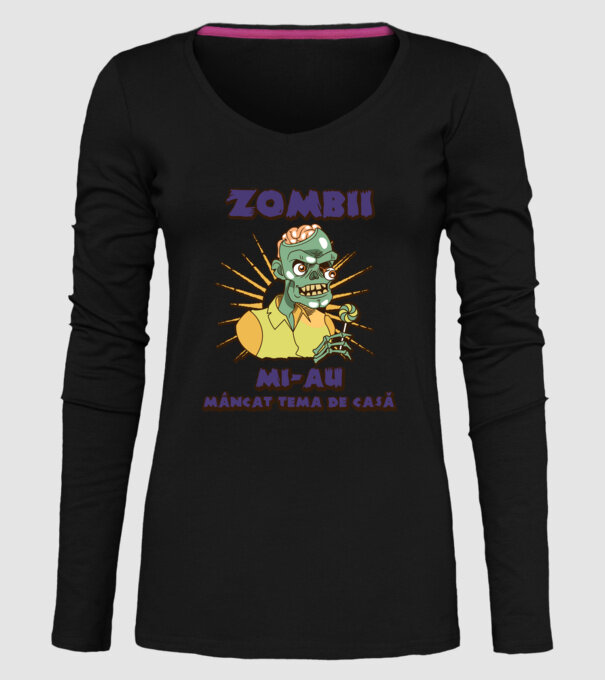 Zombii mi-au mâncat tema de casă model negru pe tricou
