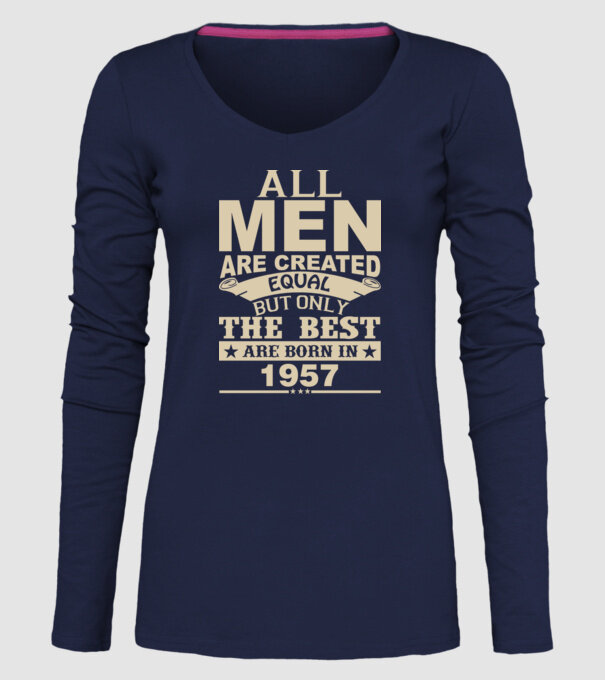 All men are created - 1957 model albastru închis pe tricou