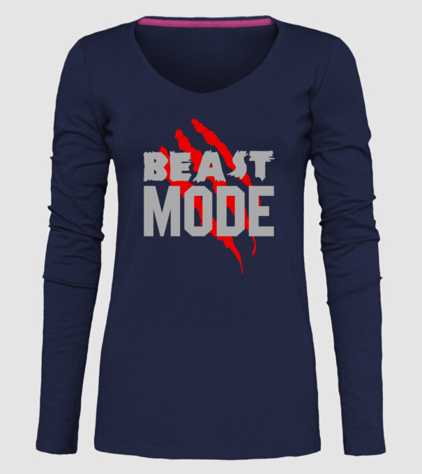 Beast mode model albastru închis pe tricou