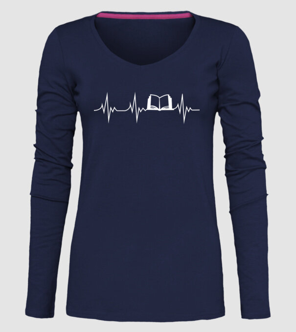 book ekg model albastru închis pe tricou