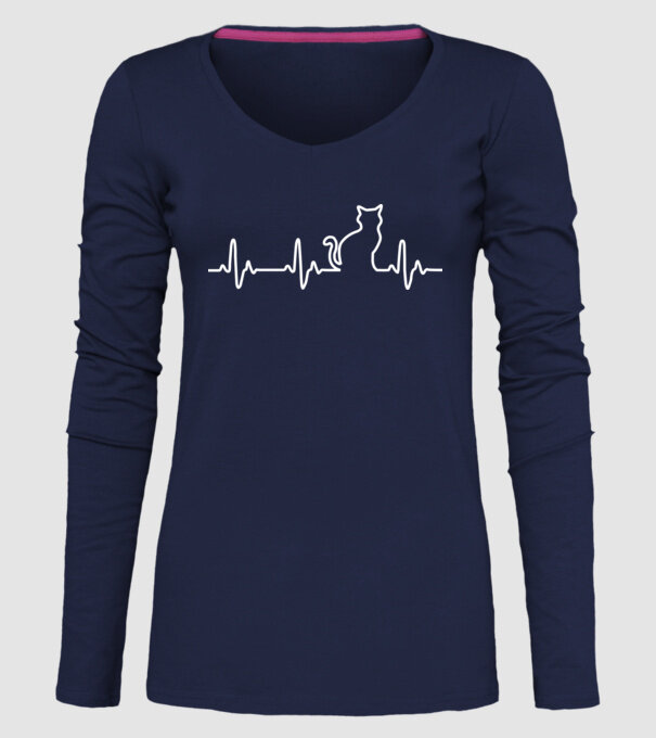 cat ekg model albastru închis pe tricou