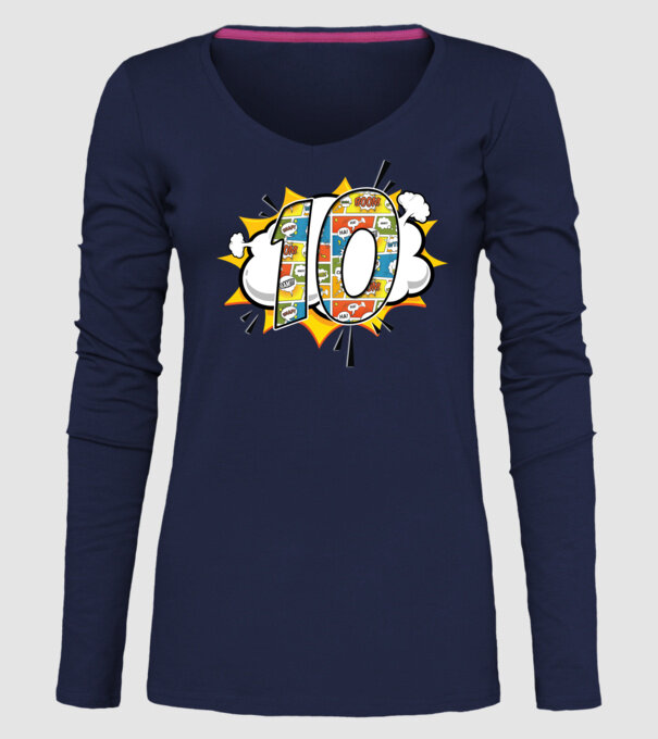 Birthday Comic Number 10 model albastru închis pe tricou