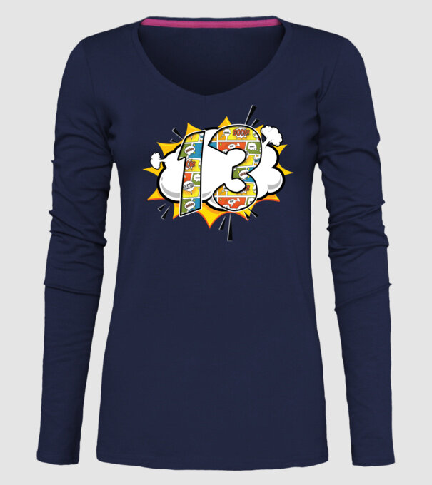 Birthday Comic Number 13 model albastru închis pe tricou