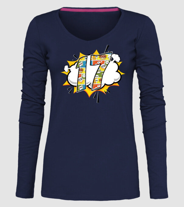 Birthday Comic Number 17 model albastru închis pe tricou
