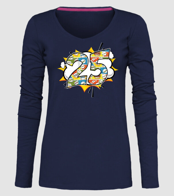 Birthday Comic Number 25 model albastru închis pe tricou