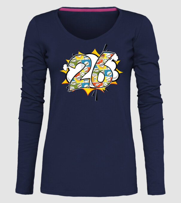 Birthday Comic Number 26 model albastru închis pe tricou