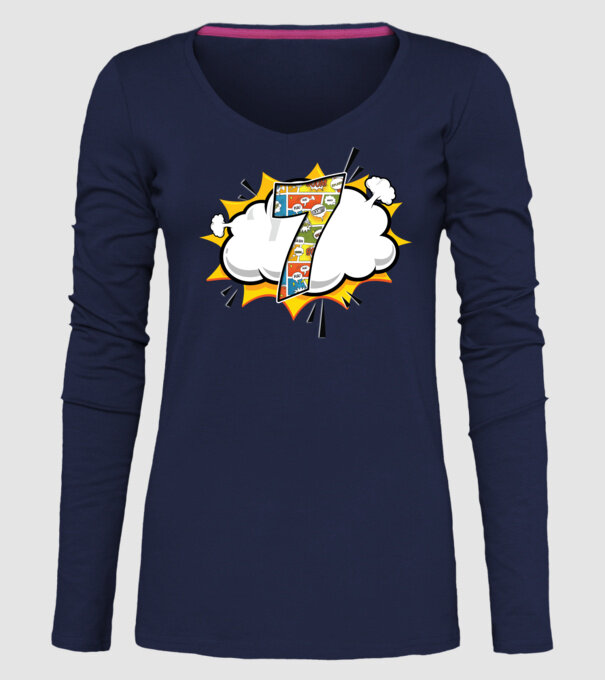 Birthday Comic Number 7 model albastru închis pe tricou