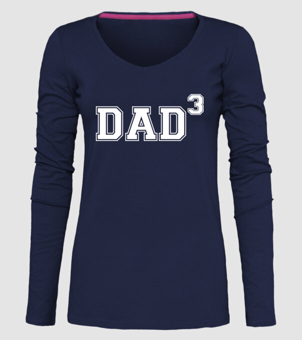 Dad for three model albastru închis pe tricou