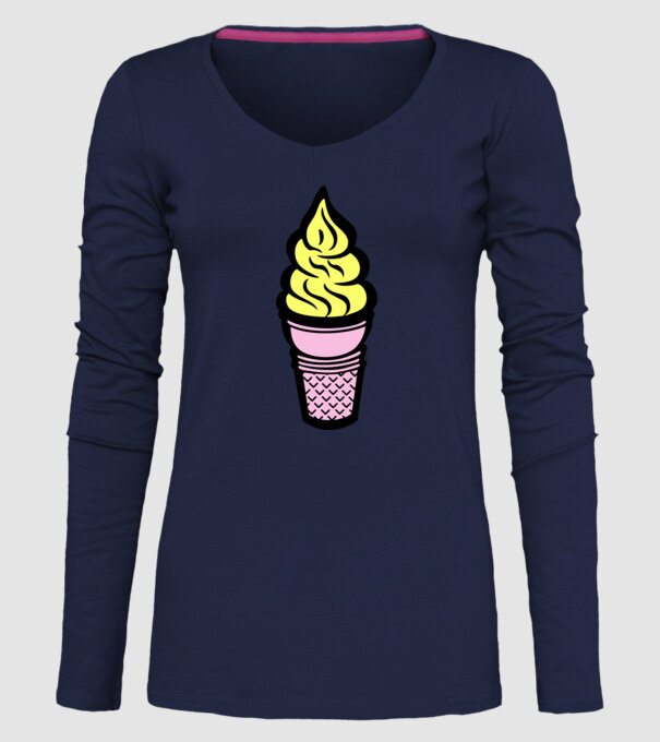 Înghețată model albastru închis pe tricou