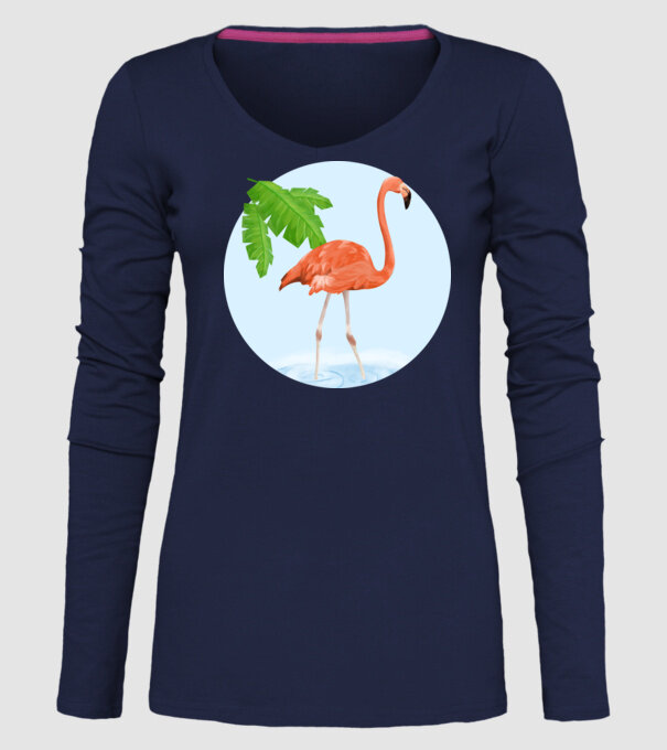 Flamingo model albastru închis pe tricou