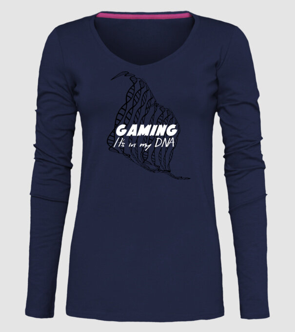 Gamer DNA model albastru închis pe tricou