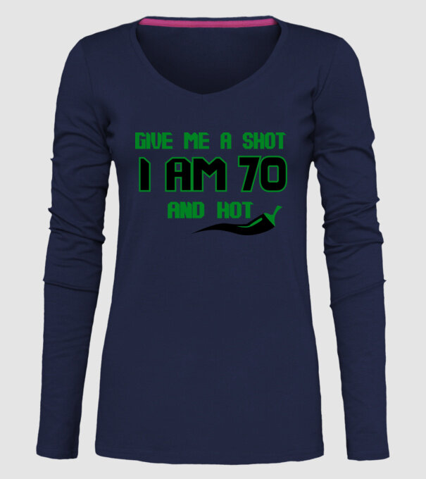Give me a shot - 70 model albastru închis pe tricou