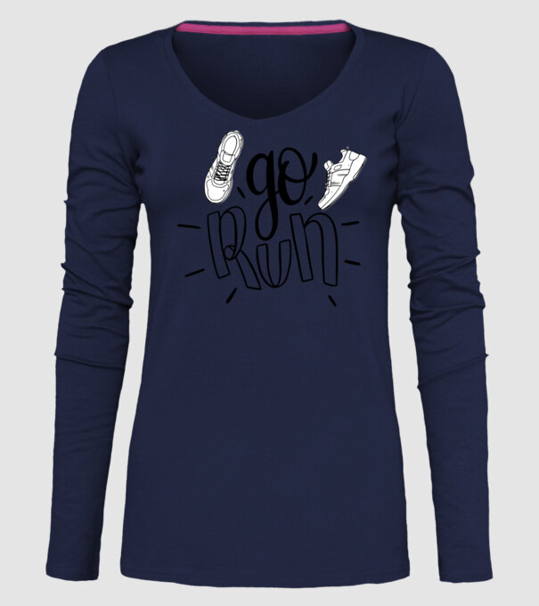 Go run 2c model albastru închis pe tricou