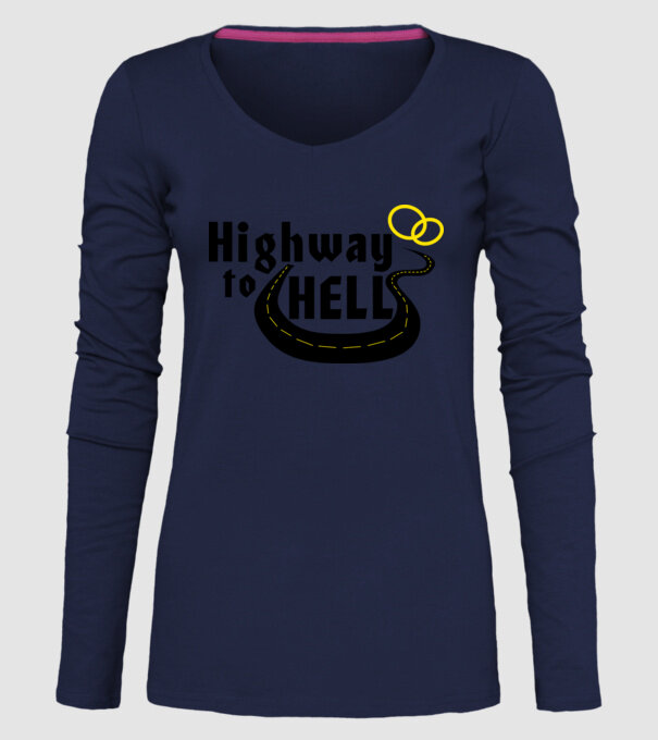 Highway to hell simple model albastru închis pe tricou
