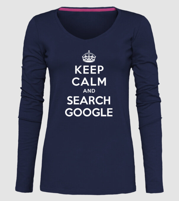 keep calm and google model albastru închis pe tricou