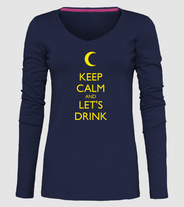 keep calm and lets drink model albastru închis pe tricou