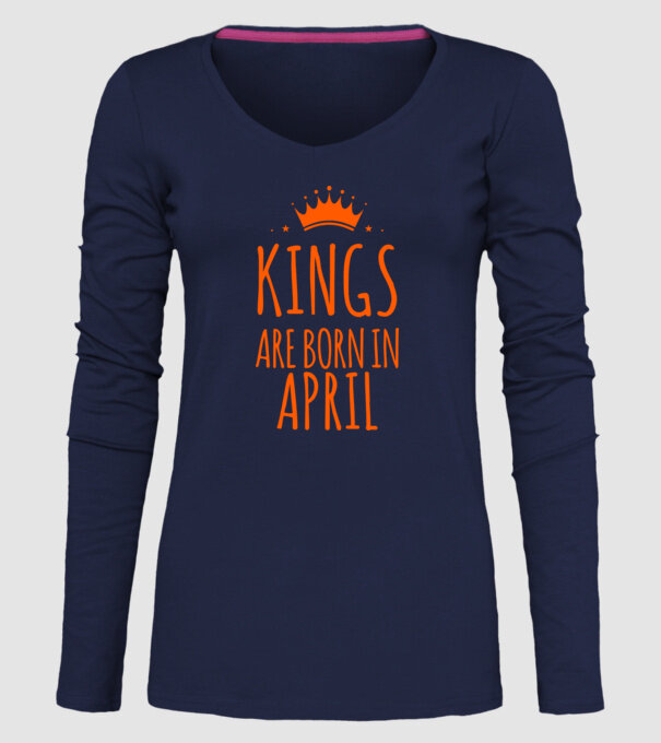 Kings are born in - April model albastru închis pe tricou