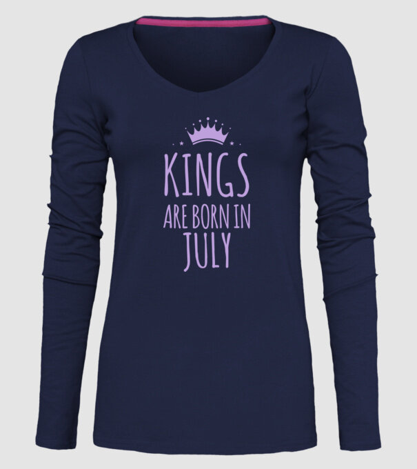 Kings are born in - July model albastru închis pe tricou