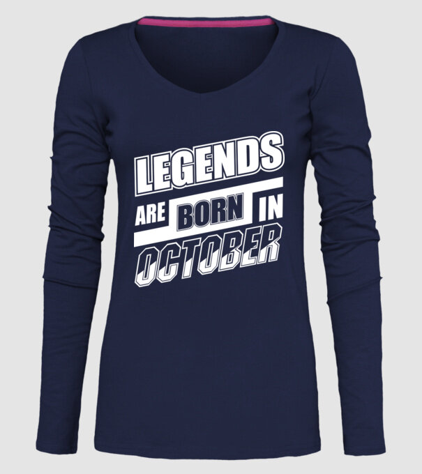 Legends are born in October model albastru închis pe tricou