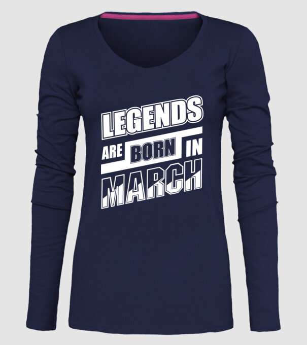 Legends are born in March model albastru închis pe tricou