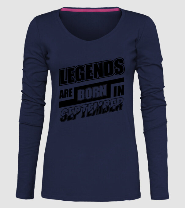 Legends are born in September model albastru închis pe tricou