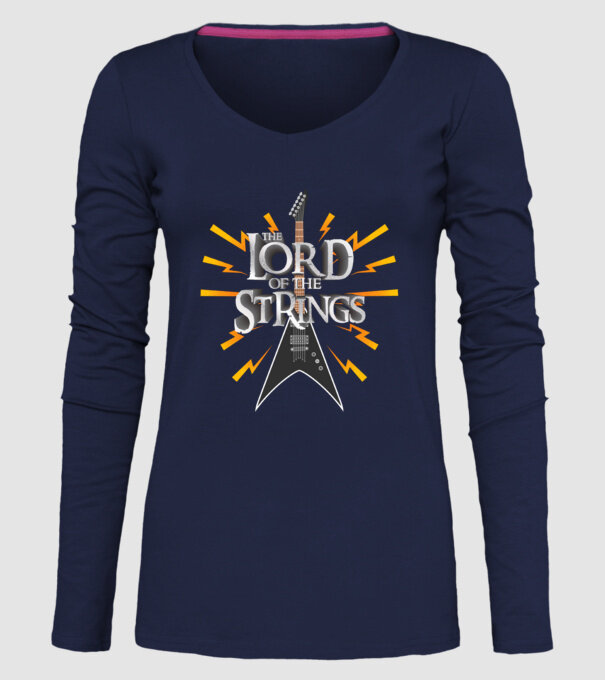 Lord of the Strings model albastru închis pe tricou
