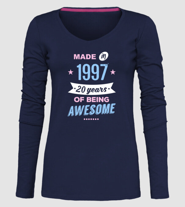 Made in - 1997 model albastru închis pe tricou