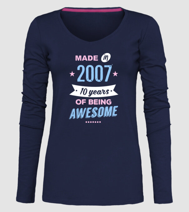 Made in - 2007 model albastru închis pe tricou