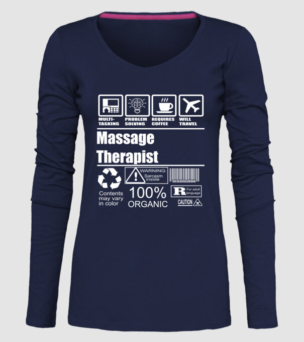Massage teraphist model albastru închis pe tricou