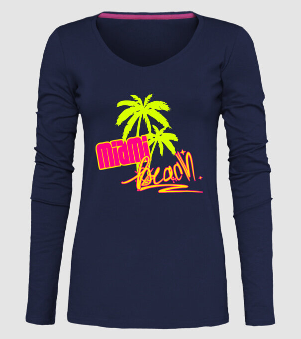 Miami beach model albastru închis pe tricou