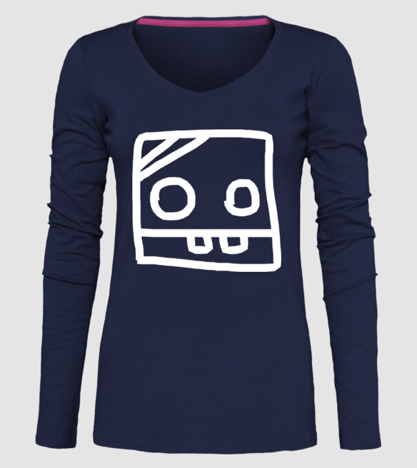model albastru închis pe tricou